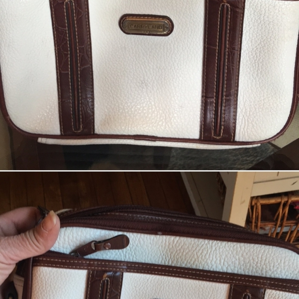 White and Brown Shoulder Bags with Structured Design